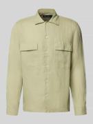 Regular fit linnen overhemd met klepzakken op de borst