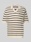 Gebreid shirt met polokraag en labelstitching