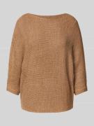 Gebreide pullover met boothals en 3/4-mouwen
