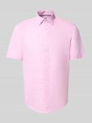 Slim fit linnen overhemd met knoopsluiting