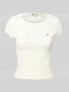 Slim fit T-shirt van een mix van katoen en elastaan