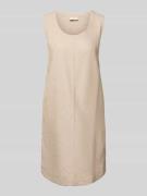 Knielange linnen jurk met ronde hals, model 'LAVA'