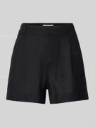 Korte regular fit linnen broek met bandplooien