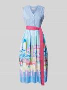 Midi-jurk met V-hals en strikceintuur