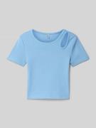 Slim fit T-shirt van katoenmix, model 'NESSA LIFE'