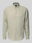 Regular fit linnen overhemd met button-downkraag