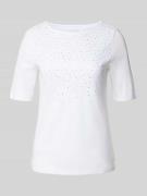 T-shirt met siersteentjes en ronde hals