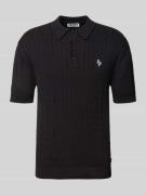 Slim fit poloshirt met kabelpatroon