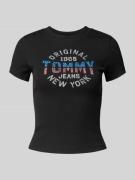 Slim fit T-shirt van ribstof