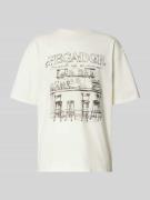 Oversized T-shirt met labelprint, model 'Barno'