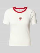 T-shirt met label- en motiefstitching