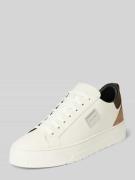 Leren sneakers met labelapplicatie