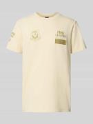 T-shirt met logo- en motiefstitchings, model 'ON'