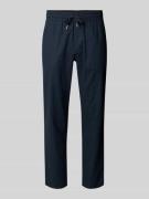 Regular fit linnen broek met elastische band, model 'barton'
