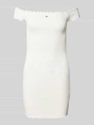 Slim fit bodycon-mini-jurk met carmenhals