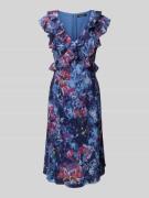 Knielange jurk met ruches, model 'Taralee'