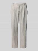 Regular fit linnen broek met bandplooien