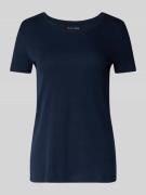 T-shirt met geribde ronde hals