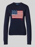 Gebreide pullover met motiefstitching