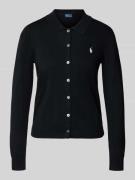 Cardigan met platte kraag en logostitching