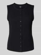 Top met bandjes in riblook met knoopsluiting