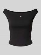 Slim fit top van katoenmix