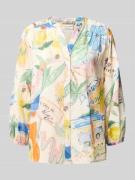 Regular fit overhemdblouse met tuniekkraag en 3/4-mouwen