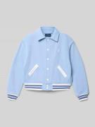 Collegejack met platte kraag en labelstitching