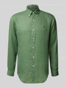 Regular fit linnen overhemd met button-downkraag