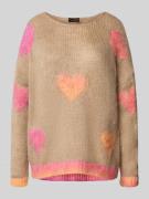 Oversized linnen pullover met alpaca in gebreide look