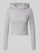 Slim fit shirt met lange mouwen, capuchon en labelstitching