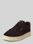 Sneakers van echt leer met reliëflogo, model 'Julien'