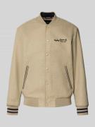 Collegejack met opstaande kraag en labelstitching