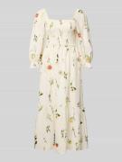 Midi-jurk van viscosemix met linnen, model 'Mi44ss'