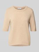 Gebreide pullover van wolmix met 1/2-mouwen