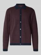 Regular fit gebreid jack met platte kraag