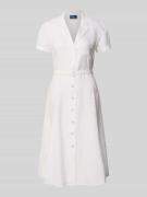 Linnen jurk met reverskraag