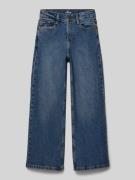 Wide leg jeans van katoenmix