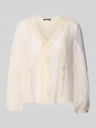 Regular fit blouse met V-hals en vetersluiting