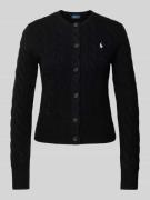 Gebreid jack van een mix van linnen en kasjmier met kabelpatroon