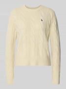 Gebreide pullover met kabelpatroon en ronde hals