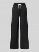 Wide leg sweatbroek met structuurmotief, model 'PEONY'