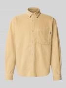 Regular fit corduroy overhemd met labeldetail