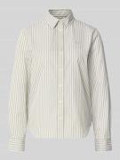 Overhemdblouse met logostitching en afgeronde zoom