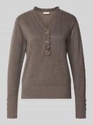 Gebreide pullover met korte knoopsluiting, model 'KATIE'