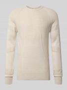 Gebreide pullover met logostitching en ronde hals