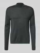 Gebreide pullover van merinowol met opstaande kraag, model 'Tern'