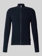 Slim fit gebreid jack met opstaande kraag, model 'Alagoon'