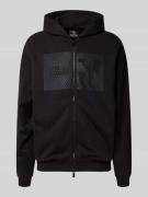 Sweatjack met logoprint en tweewegsritssluiting