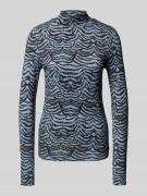 Shirt met lange mouwen van viscosemix met opstaande kraag